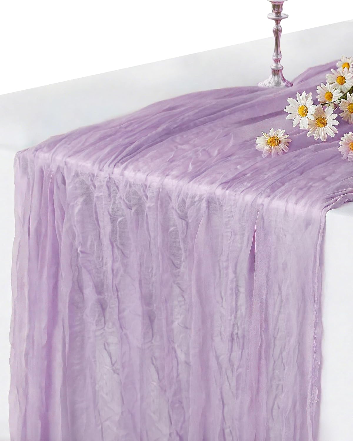 Lavender Purple Cheesecloth Table Runner 120 Inch, Lilac Boho Rustic Gauze 10 FT, Summer Cheese Cloth Runner for Wedding, Baby Shower, Party, Farmhouse Centerpiece Home Decorations