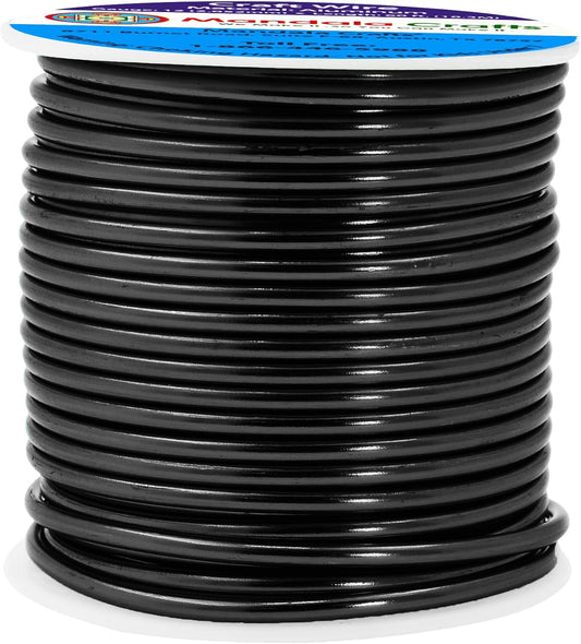 Mandala Crafts 12 Gauge Anodized Aluminum Craft Wire for Jewelry Making - 60 FT Colored Flexible Black Wire - Bendable for Bonsai Armature Crafting Sculpting