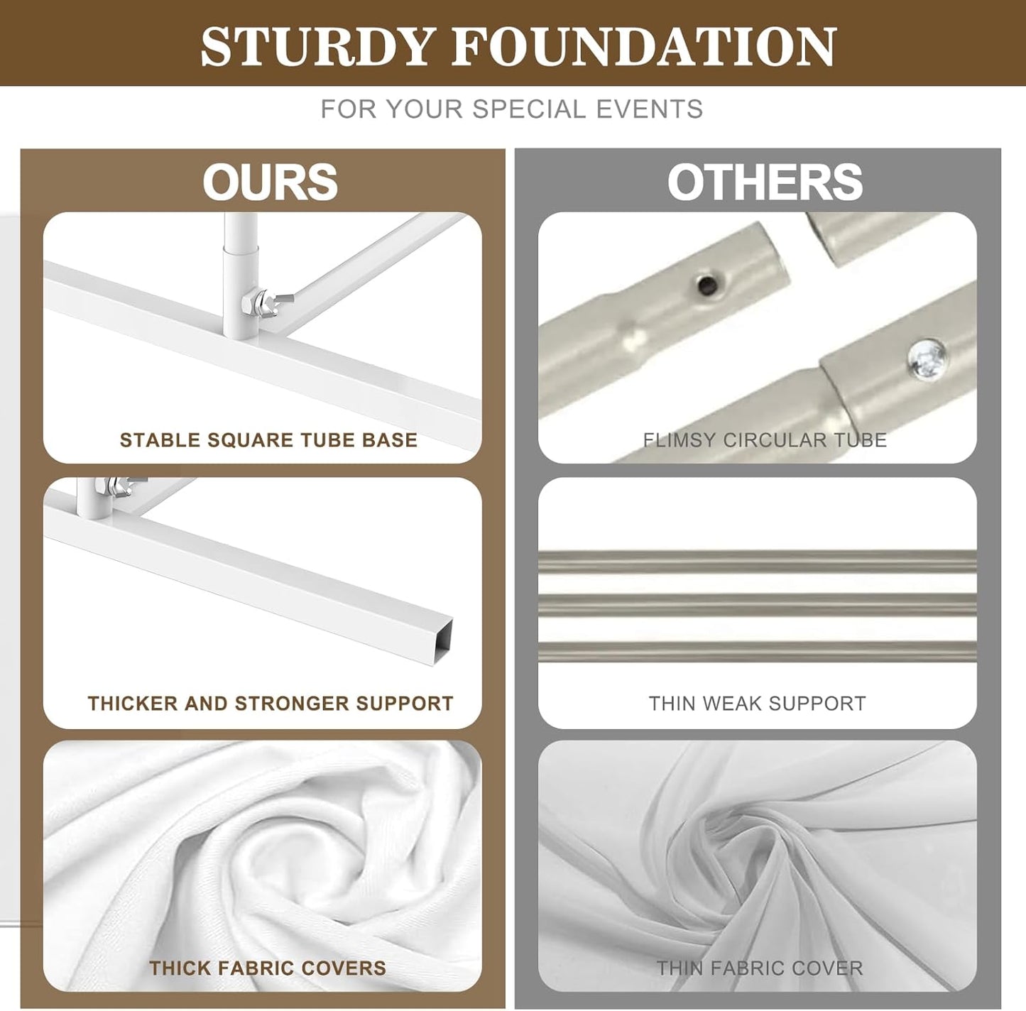 Wedding Arch Backdrop Stand and Cover Set(7.3FT,6FT) Set of 2,Metal Balloon Arch Stand Frame for Wedding Birthday, Party, Baby Shower, Graduation Ceremony,White