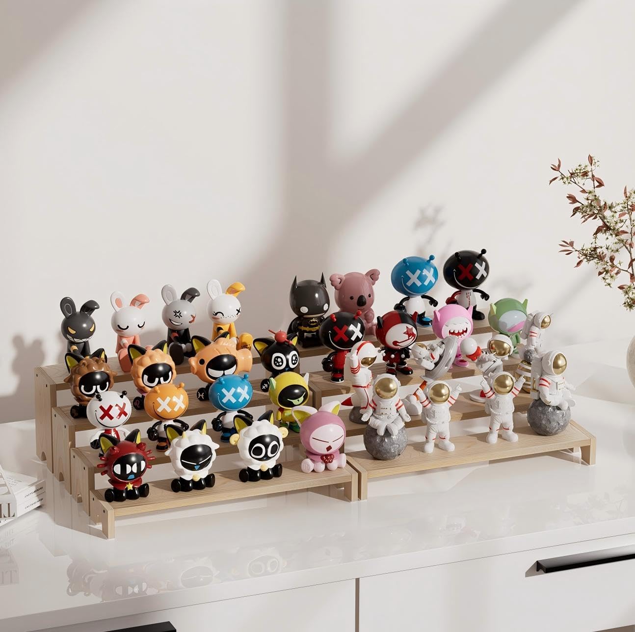 14 Inch Large Wooden Tiered Riser Display Stands, 2 Set Stackable Wooden Cupcake Stand Dessert Table Display Set,Tiered Shelf Organizer,Display Stands Shelf,Vendor Booth Display Items for Vendor Events（Natural Wood Color）