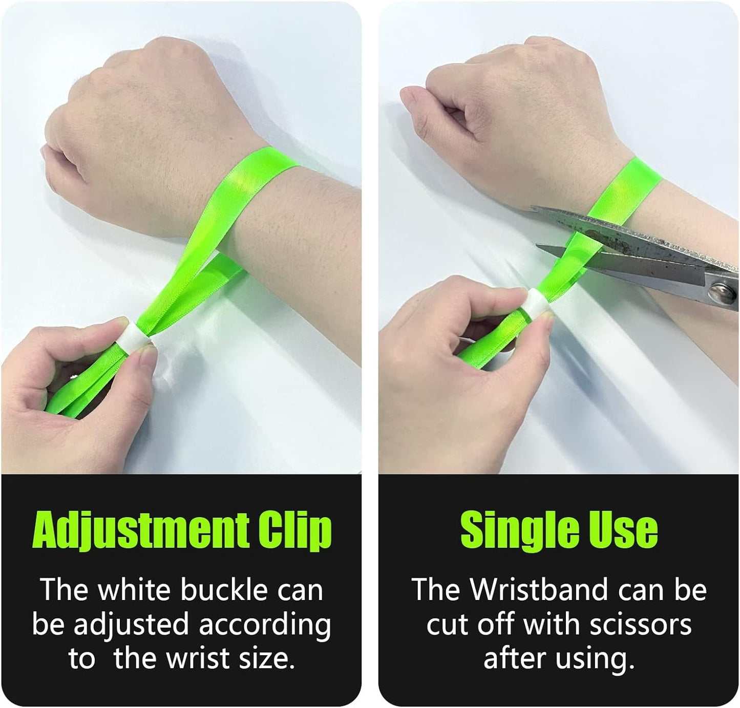 100 Pcs Cloth Event Wristbands, Event Wristbands, Colored Wrist Bands for Events, for Lightweight Concert Wrist Strap for Activities, Party Bracelets for Events (Color : Green2)