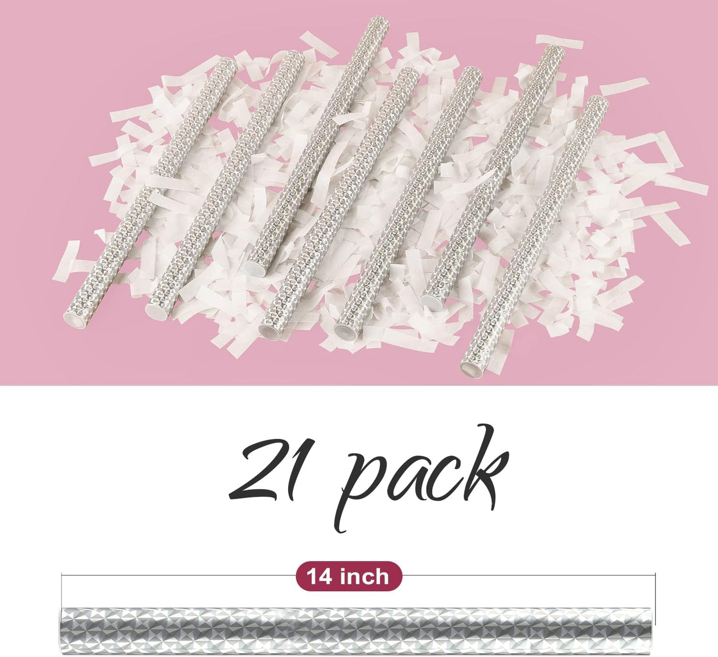 BATTIFE 21Pack White Confetti Wands, 14 Inch Tissue Paper Confetti, Flick Flutter Sticks for Wedding, Celebrations, Anniversary, Birthday, Graduation Party