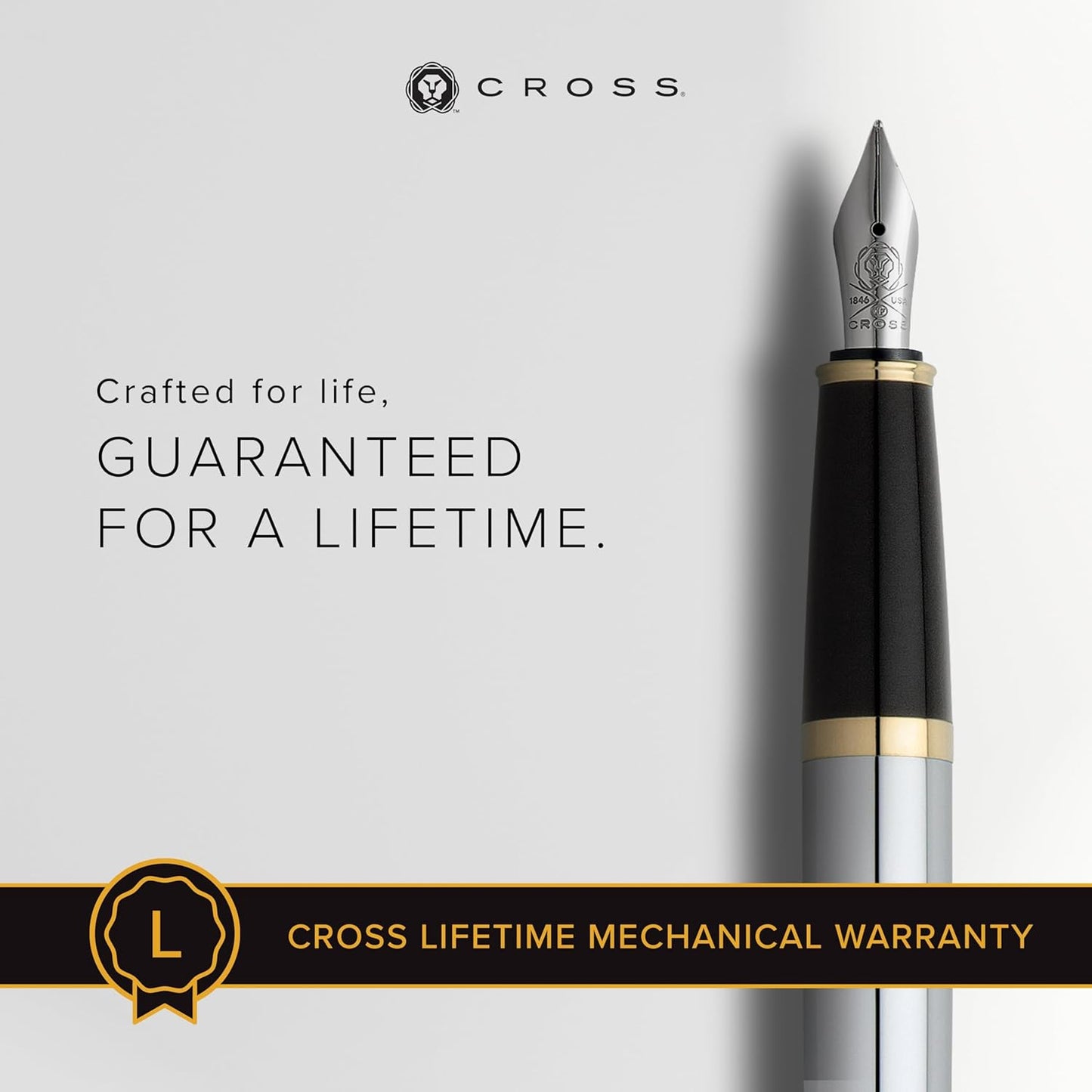 Cross Bailey Refillable Fountain Presented in a Premium Gift Box - Medium Point, Black Ink, Medalist