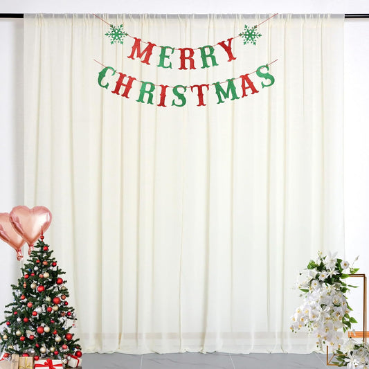 DUOBAO Ivory Chiffon Curtains Baby Shower Background 2 Panels 58"x96"Collapsible Bright Curtain 5ft x 8ft for Weddings Drapes Living Room Voile Window Photography