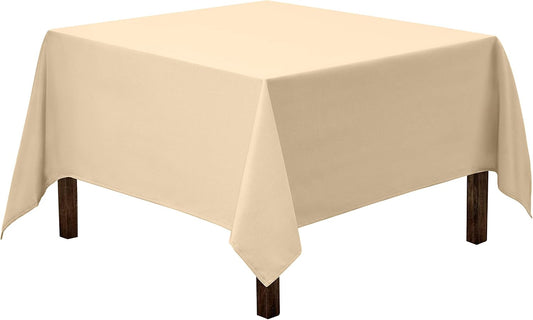 Gee Di Moda Square Tablecloth - 52 x 52 Inch Beige Table Cloth for Small Square or Round Tables - Heavy Duty Washable Fabric - for Buffet Table, Holiday Party, Dinner, Wedding & Baby Shower