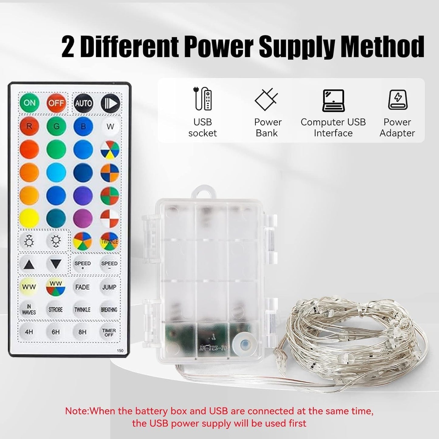 Dazzle Bright Color Changing Fairy Lights Battery Operated, 2 Pack Total 40FT 120LED Silver Copper Wire RGB String Lights with Remote, Waterproof Halloween Decorations for Indoor Outdoor Party Decor