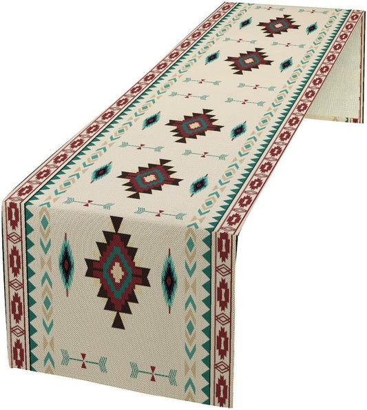 Aztec Table Runner Southwestern Native Vintage Geometric Pattern Table Runner Retro Country Table Dinner Decoration 13x120 Inch