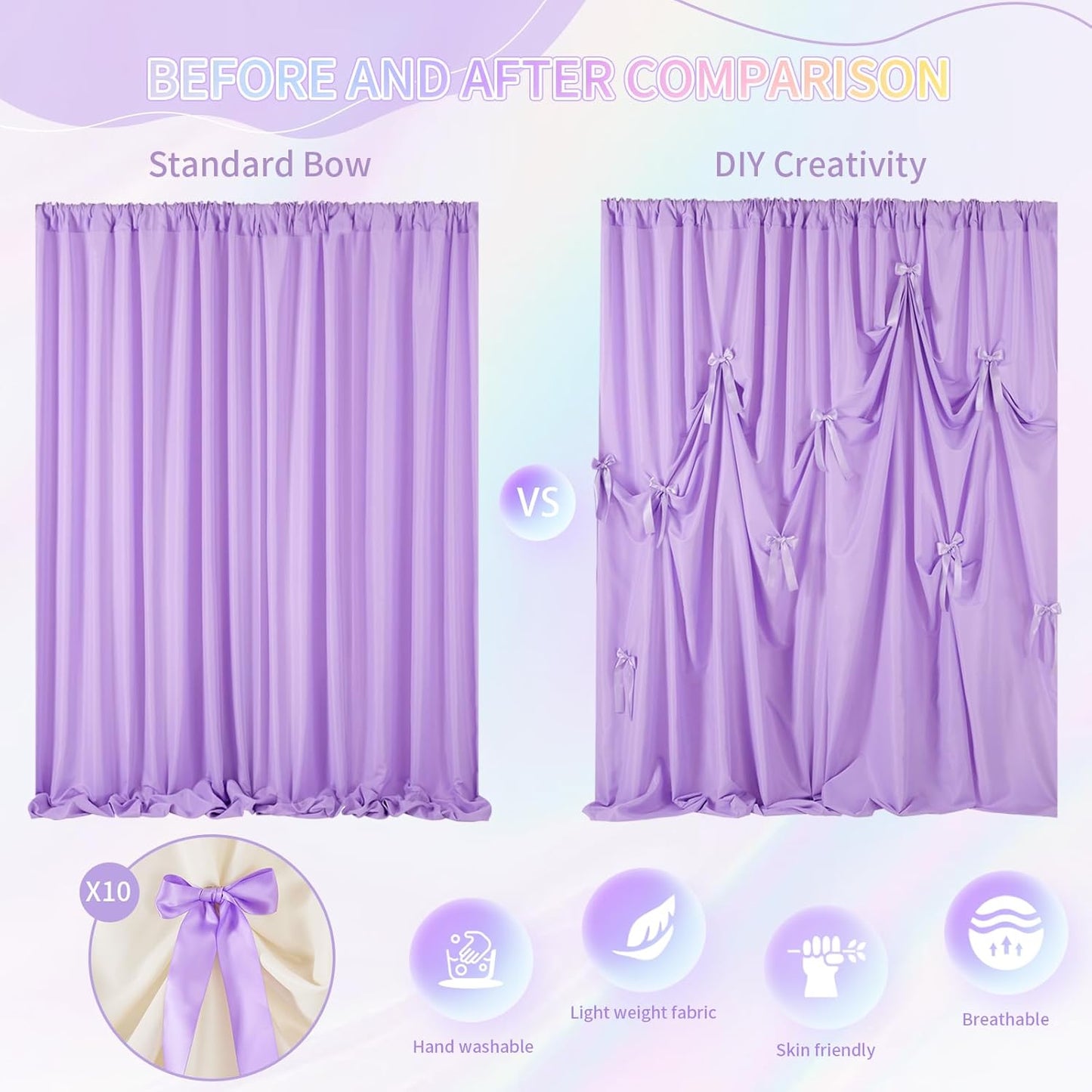 Light Purple Backdrop Curtain: 5.8×8ft Backdrop Durable Curtain for DIY Photo Booth - Baby Shower Wedding Birthday Decoration