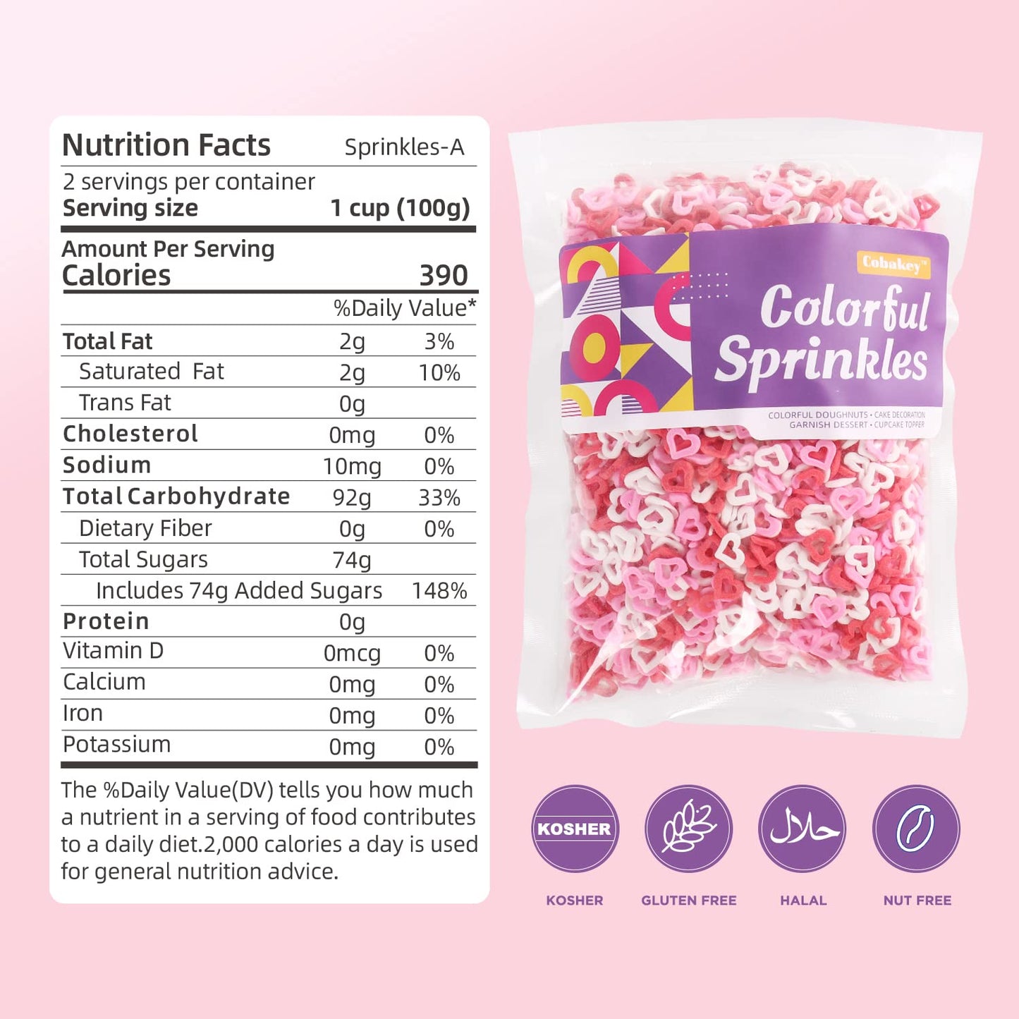 Sprinkles for cake decorating, 7 Ounces Valentine Sprinkles, Red/Pink/White Love Confetti Sprinkles for Cupcake, Cookies, Ice Cream Topper, Edible Cake Decorationss, Baking Desserts