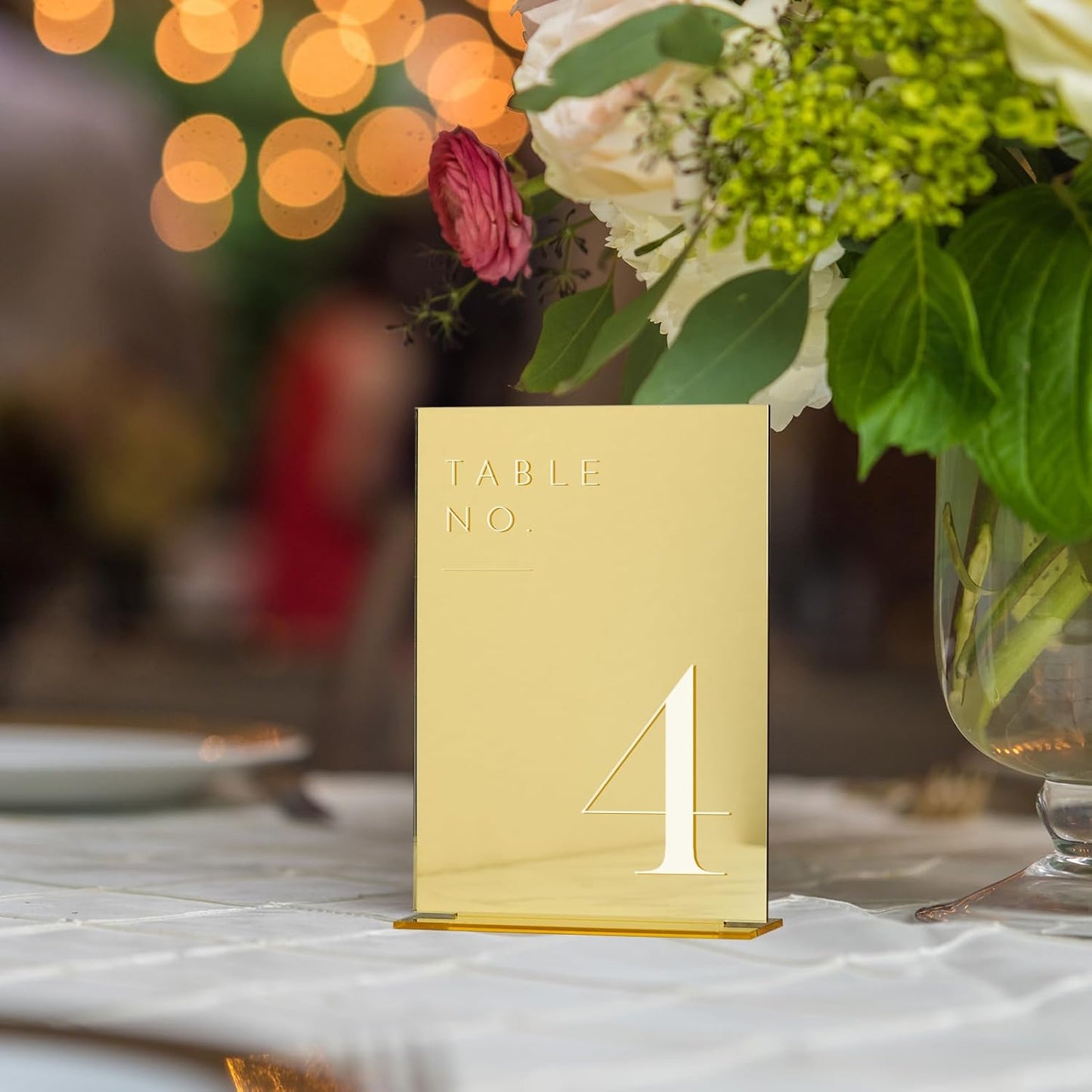 JINMURY Gold Wedding Table Numbers 1-15 with Stands, 5"x7" Gold Mirror Acrylic Table Numbers, Perfect for Wedding Reception, Party, Anniversary, Event