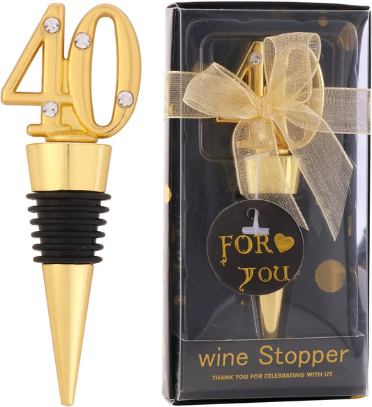 12 Pack 40th Birthday Party Favors For Guests- 40 Years Old Wine Bottle Stopper With Gift Box For 40th Wedding Anniversary Party Favor Souvenirs Decoration