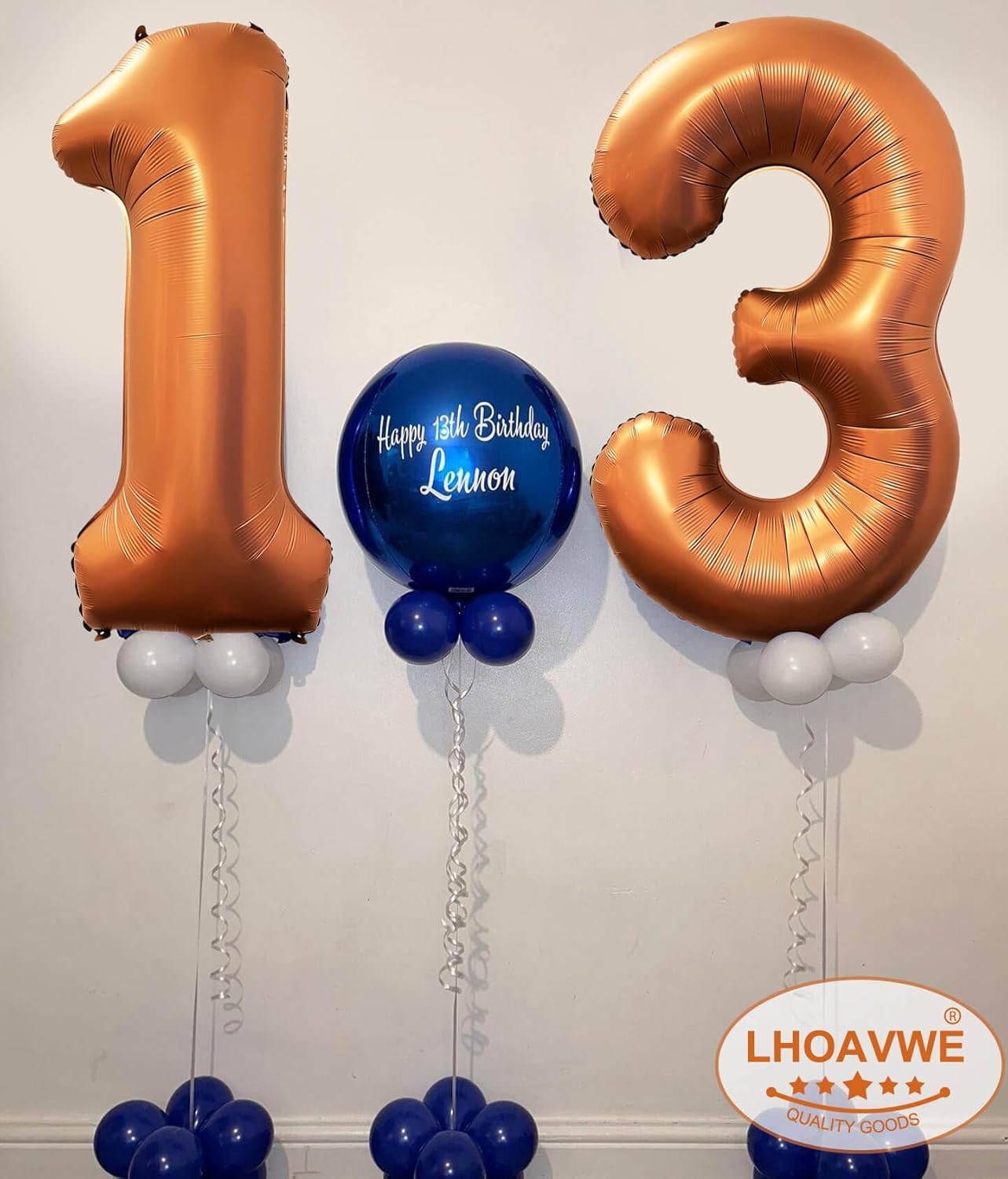 Number 13 Orange Balloons 40 Inch Giant Foil Helium for 13th Birthday Party Supplies 31st Anniversary Events Decorations