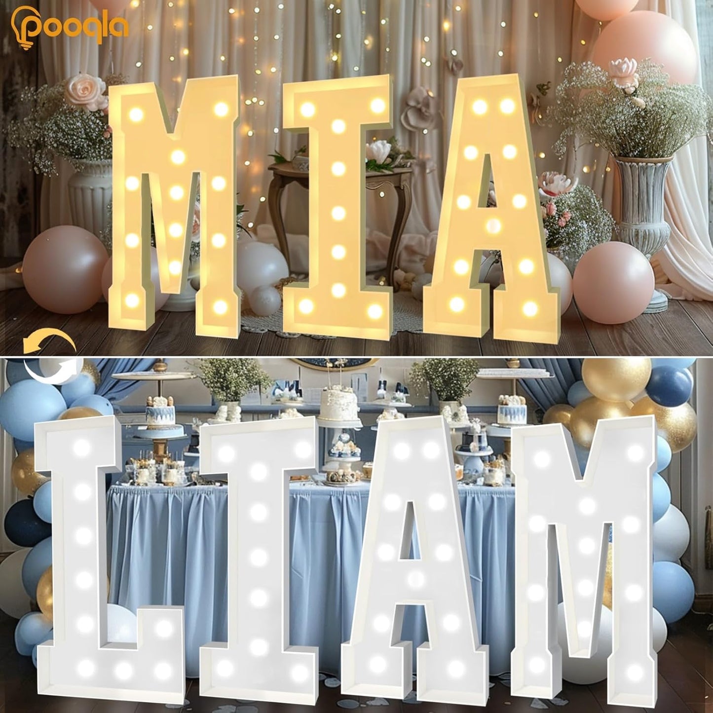 Pooqla 4 FT Marquee Light Up Letters, Cool White and Warm White Giant LED Sign Marquee Letter 4 Feet Tall，Big Mosaic Letter V for Balloons Birthday Party Anniversary Wedding Decorations