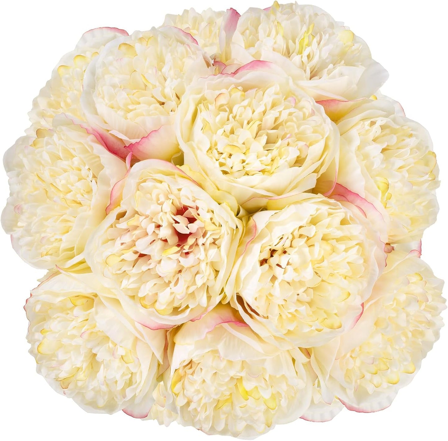 U'Artlines 20 Heads Artificial Peony Silk Flower Leaf Home Office Wedding Party Festival Bar Decor (Champagne)