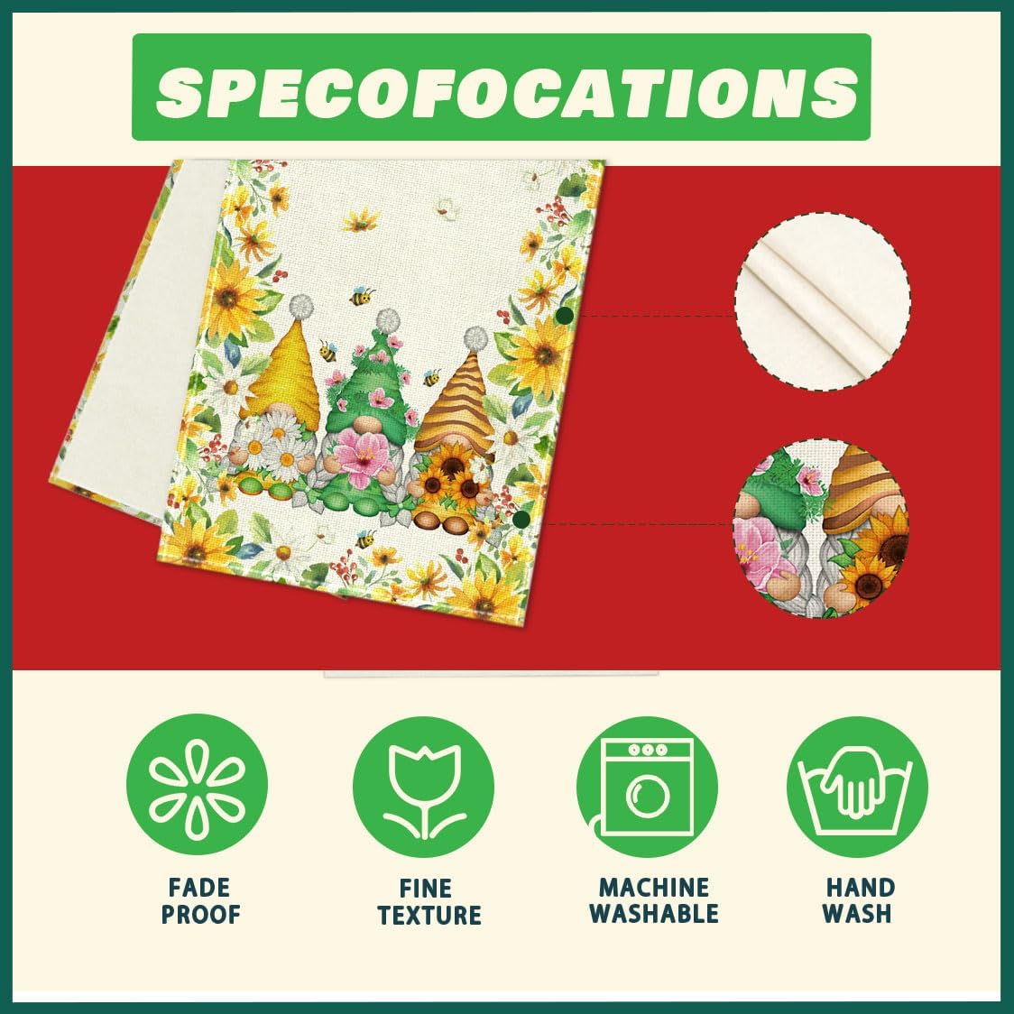 XCHI Yellow White Daisies Flowers Gnomes Spring Table Runner Burlap Table Decoration for Summer Seasonal Home Kitchen Dining Dinner Indoor Holiday Farmhouse Decor 13x36 Inch