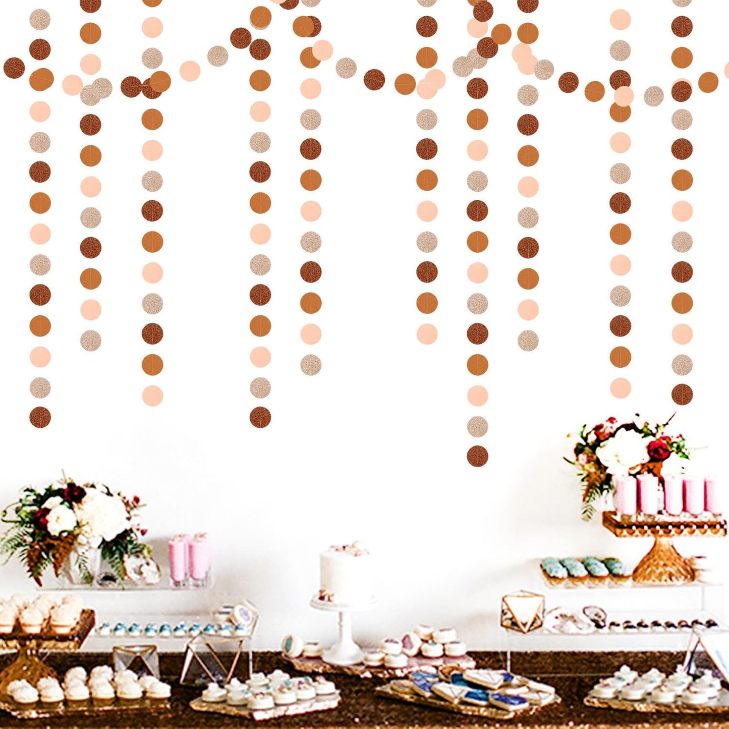 Boho Brown Rose-Gold Party-Decorations Streamers-Garland - 52ft Fall Birthday Hanging Paper Banner,Autumn Baby Bridal Showe Neutral Burgundy Wedding Bachelorette Decor Hugfond