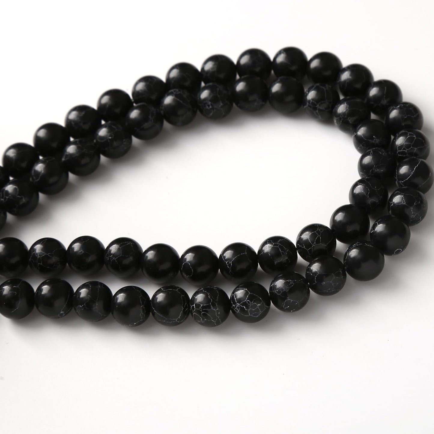 Black Turquoise Stone Beads 6MM Gemstone Round Crystal Energy Jade Beads for Jewelry Making DIY Bracelet Necklace Jewelry Making 1 Strand 15.5inch 60PCS 6MM