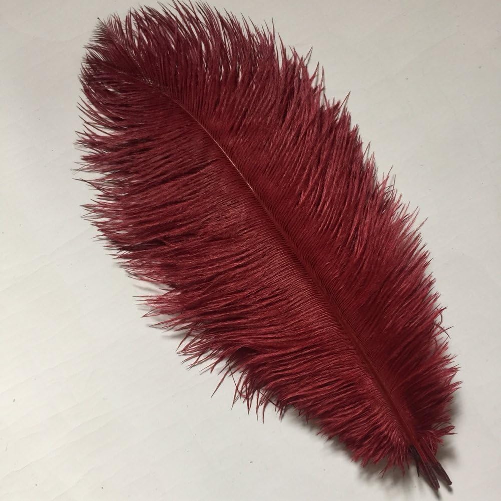KOLIGHT 40pcs 12''~14''(30~35cm) Natural Ostrich Feathers for DIY Home Wedding Party Office Decoration (Burgundy)