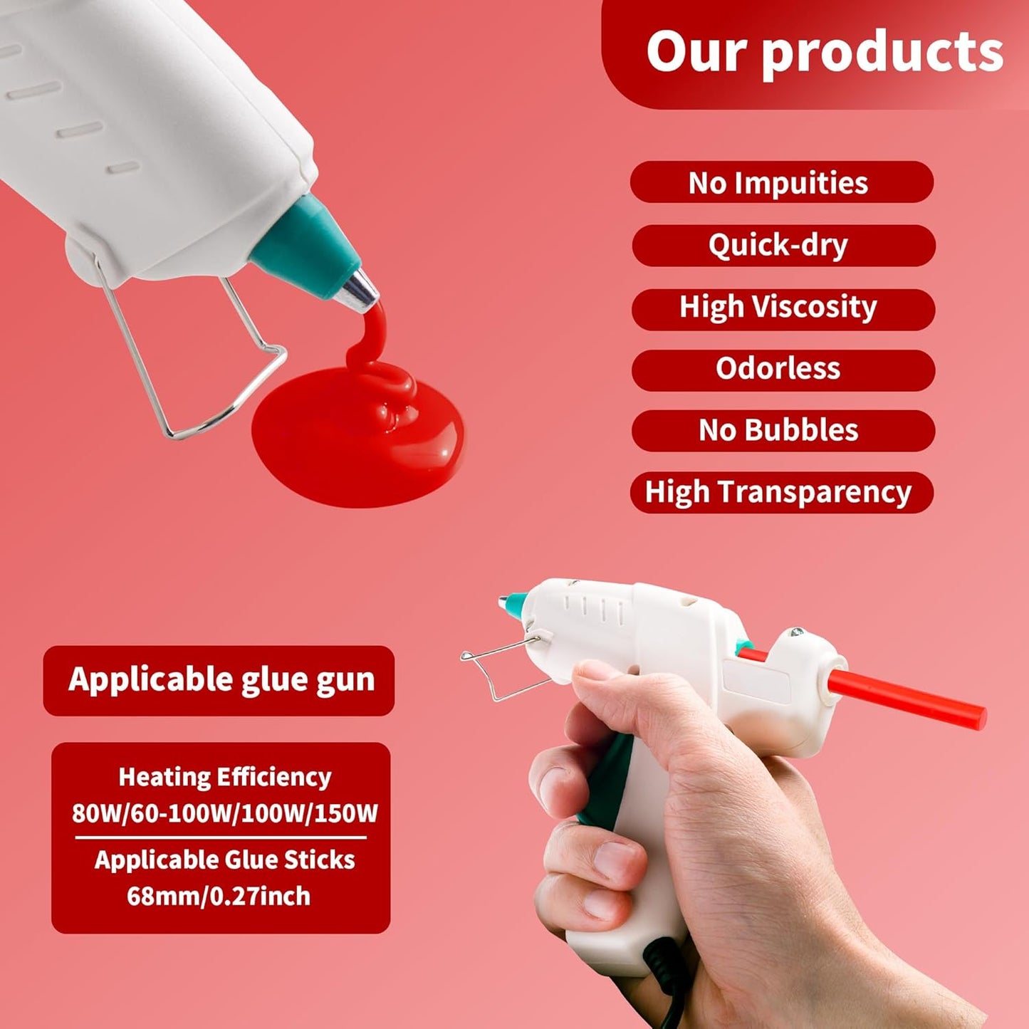 MATUFF Red Hot Glue Sticks Mini 0.27" x 5.9 inches, Colored Hot Melt Mini Glue Sticks for All Temperature Mini Glue Guns, for DIY Craft Arts and Wedding Cards, Stamp Sealing, Bulk Red hot Glue 60 Pack