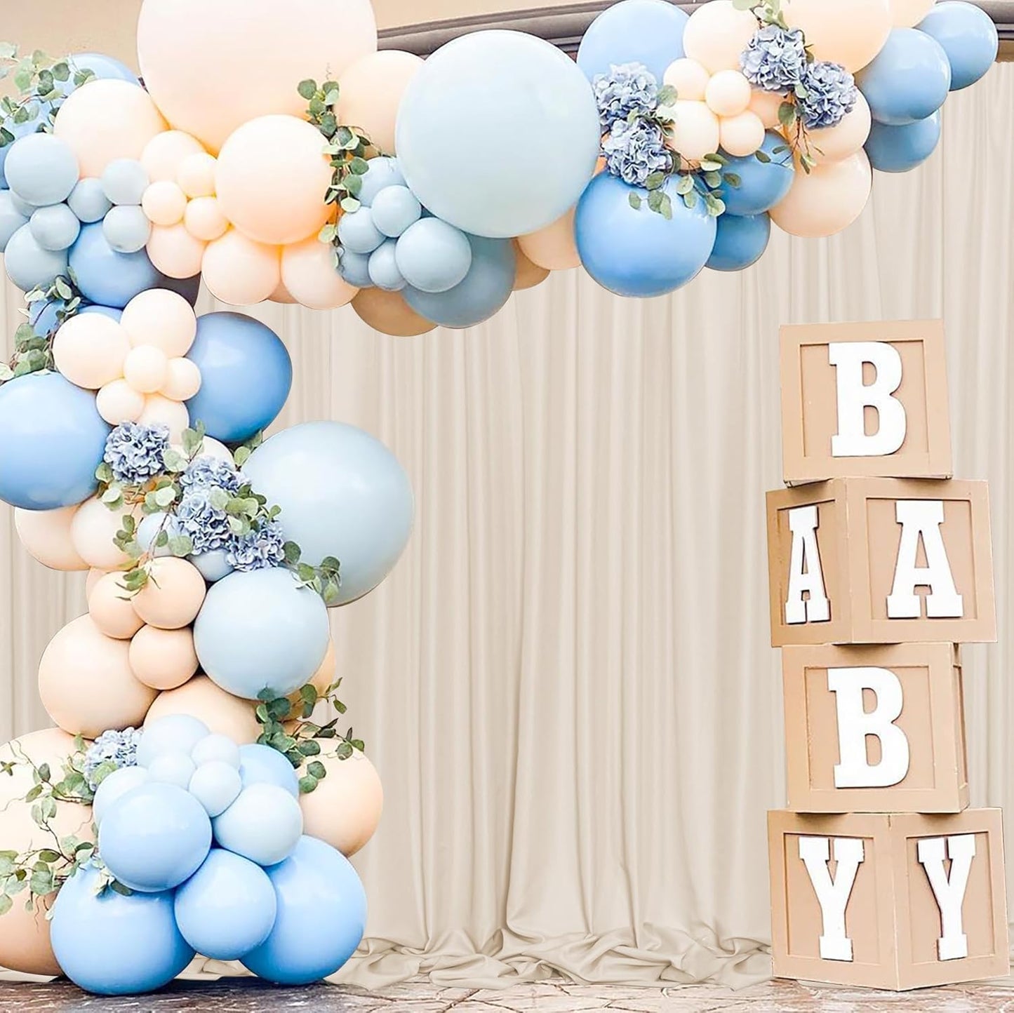 MEETSKY Beige Backdrop Curtains 10ft x 10ft for Wedding Birthday Baby Shower Photography Backdrop Fabric Curtains Drapes Home Window Decorations Rod Pocket Window Drapes,5ft x 10ft, 2 Panels