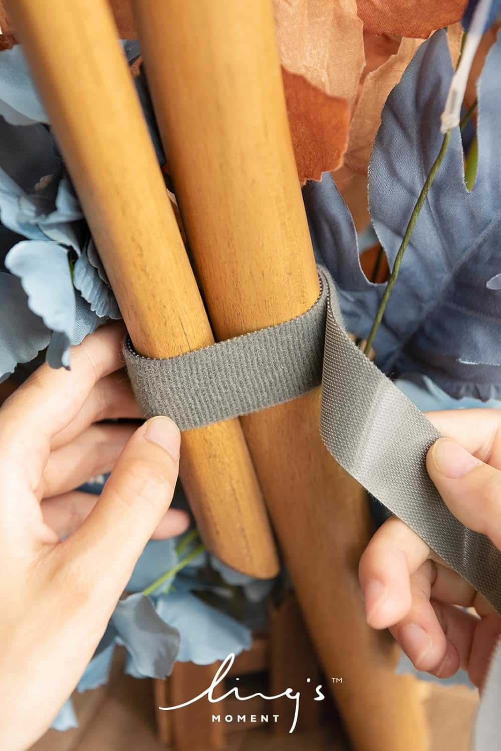 Ling's Moment 17.5" Tall Standing Artificial Flowers Arrangements 4pcs Fall Wedding Aisle Runner Chair Decorations Russet Orange & Denim Blue Centerpieces for Ceremony Reception Floral Party Outdoor