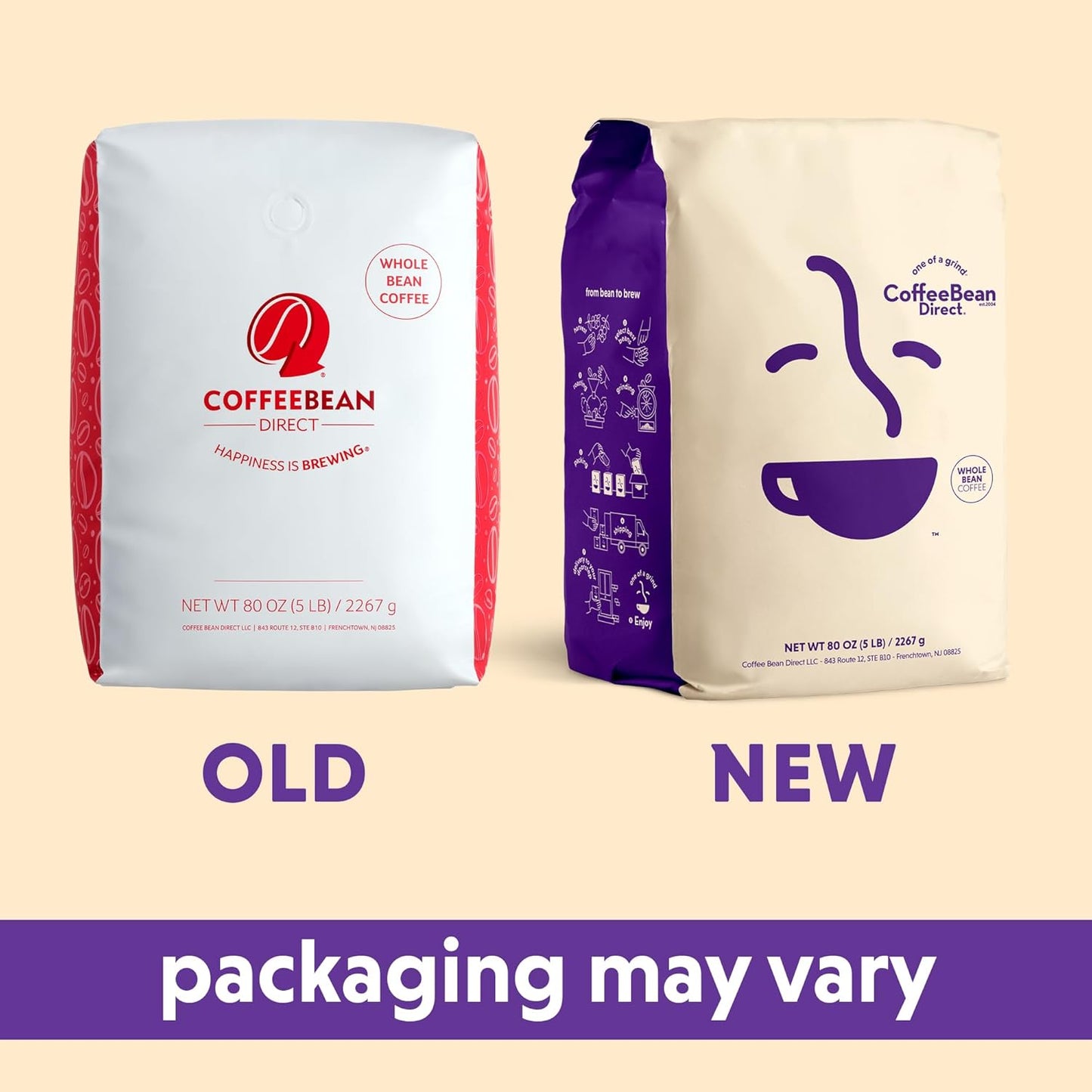 Coffee Bean Direct Medium Roast Espresso, Whole Bean Coffee, Medium Roast, 5 Pound Bag (Pack of 1)