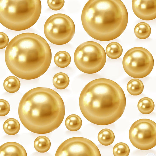 300Pcs Gold Polished No Hole Faux Pearl Beads for Vase Filling Decorations, Plastic Pearls Vase Fillers, Table Scatters, Wedding Centerpiece, Home Decor, 8/14/20 mm