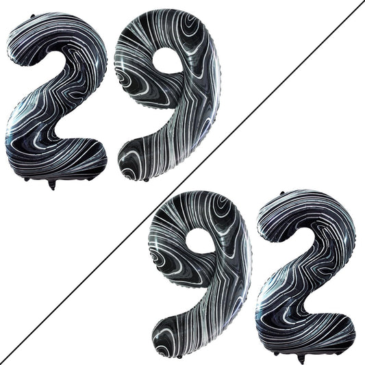 GOER Number 29 Balloons for 29th Birthday Party Decorations,42 Inch Jumbo Foil Helium 92 Balloons for 92nd Birthday Party Decoration (Marble Black)