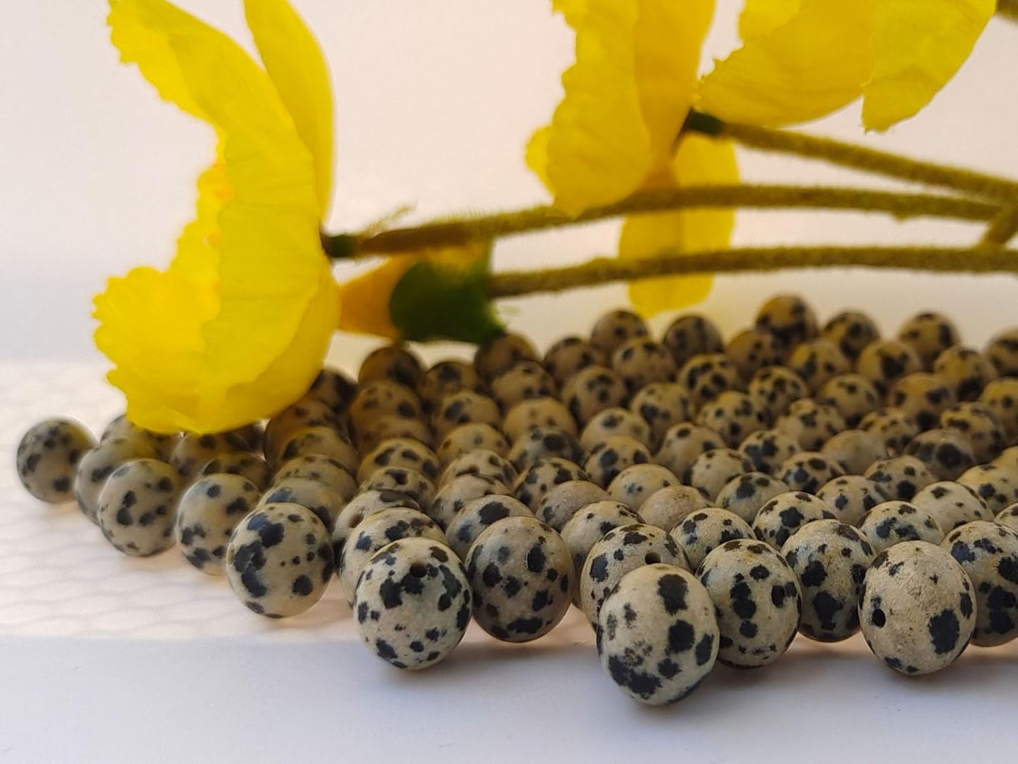 Stone Beads 6mm 140pcs Dalmation Spot Jasper Beads Round Loose Gemstones Beads for Bracelet Necklace Jewelry Making (6mm, 60609 Dalmation Spot Jasper)