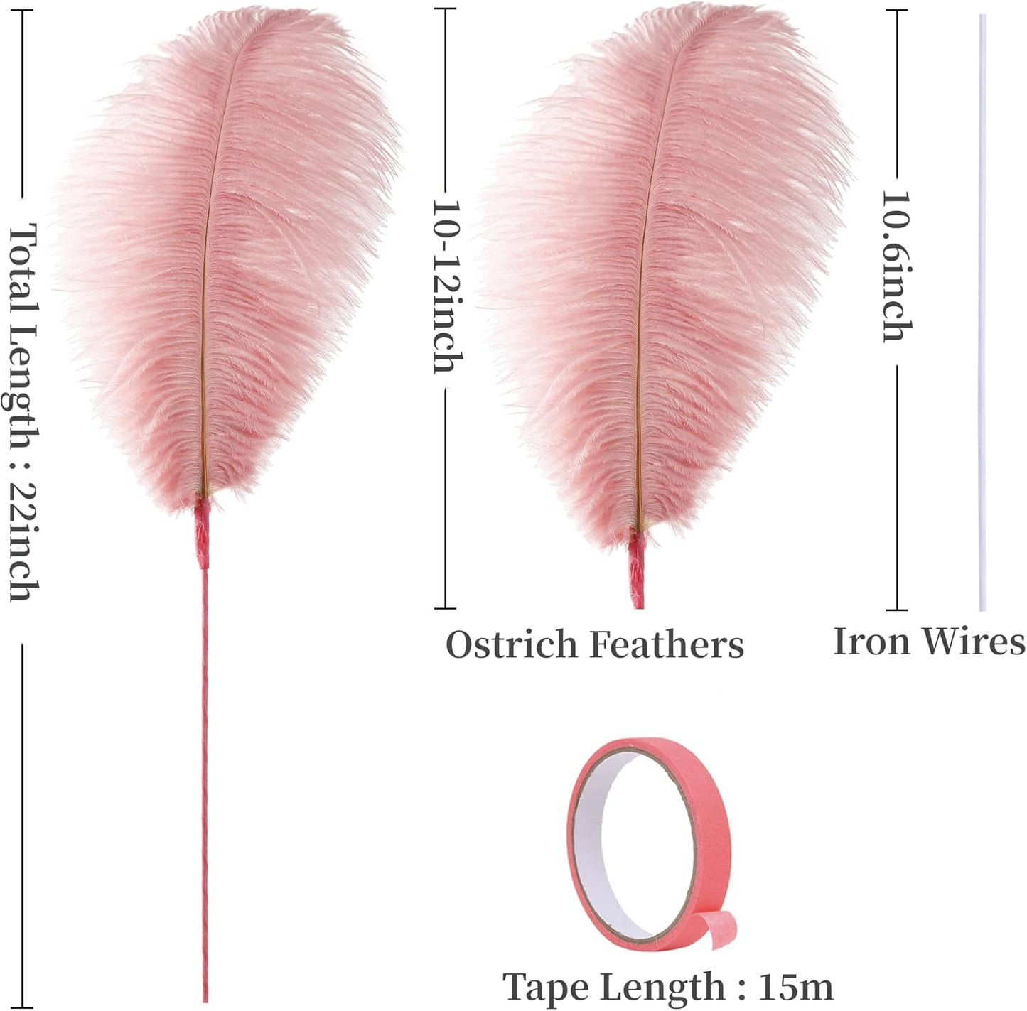Holmgren Pink Craft Ostrich Feathers - 20pcs Making Kit 22 Inch Ostrich Feathers for Vase, Floral Arrangement, Wedding Party Centerpieces Home Decorations (Lotus Pink)