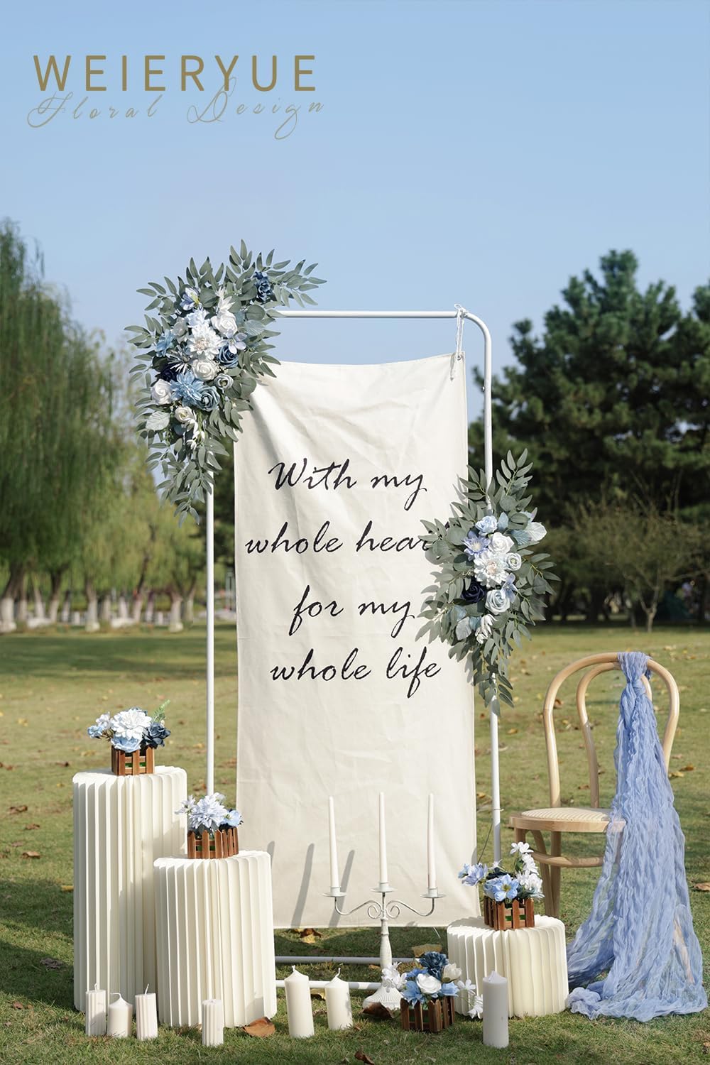 Artificial Wedding Arch Flowers Kit(Pack of 2) for Wedding Arch, Bridal Shower, Ceremony and Reception Backdrop Decoration (Blue Inspiration)