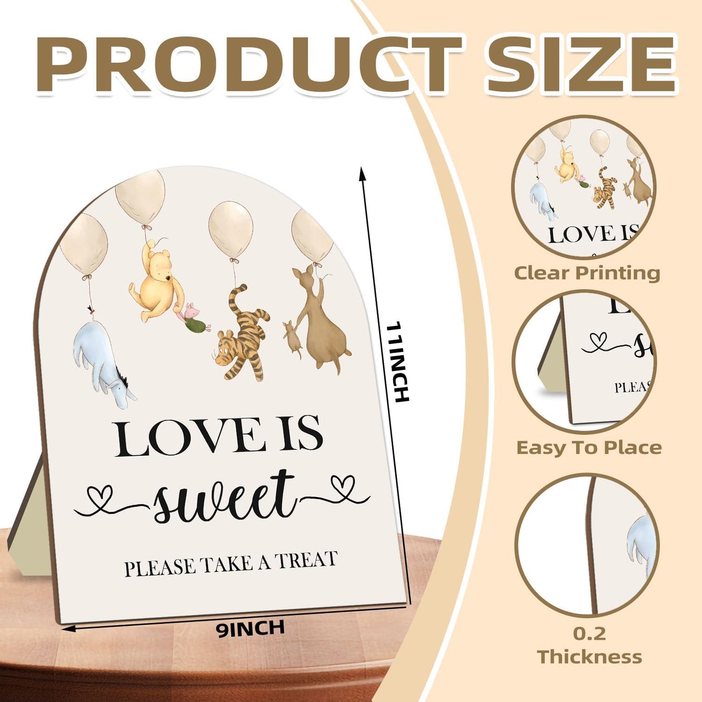 Winnie Love is Sweet Please Take A Treat Sign, Classic Pooh Love is Sweet Sign for Dessert Table, Cute Animals Decor Bridal Shower Welcome Sign, Wedding Sign Baby Shower Favors for Guests