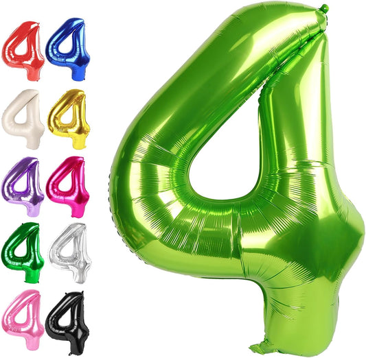 40 Inch Light Green Large Number 4 Balloons, Giant Foil Number Four 14 24 34 40 44 Balloons, Light Green Mylar Big Balloon for Anniversary Graduation Decorations