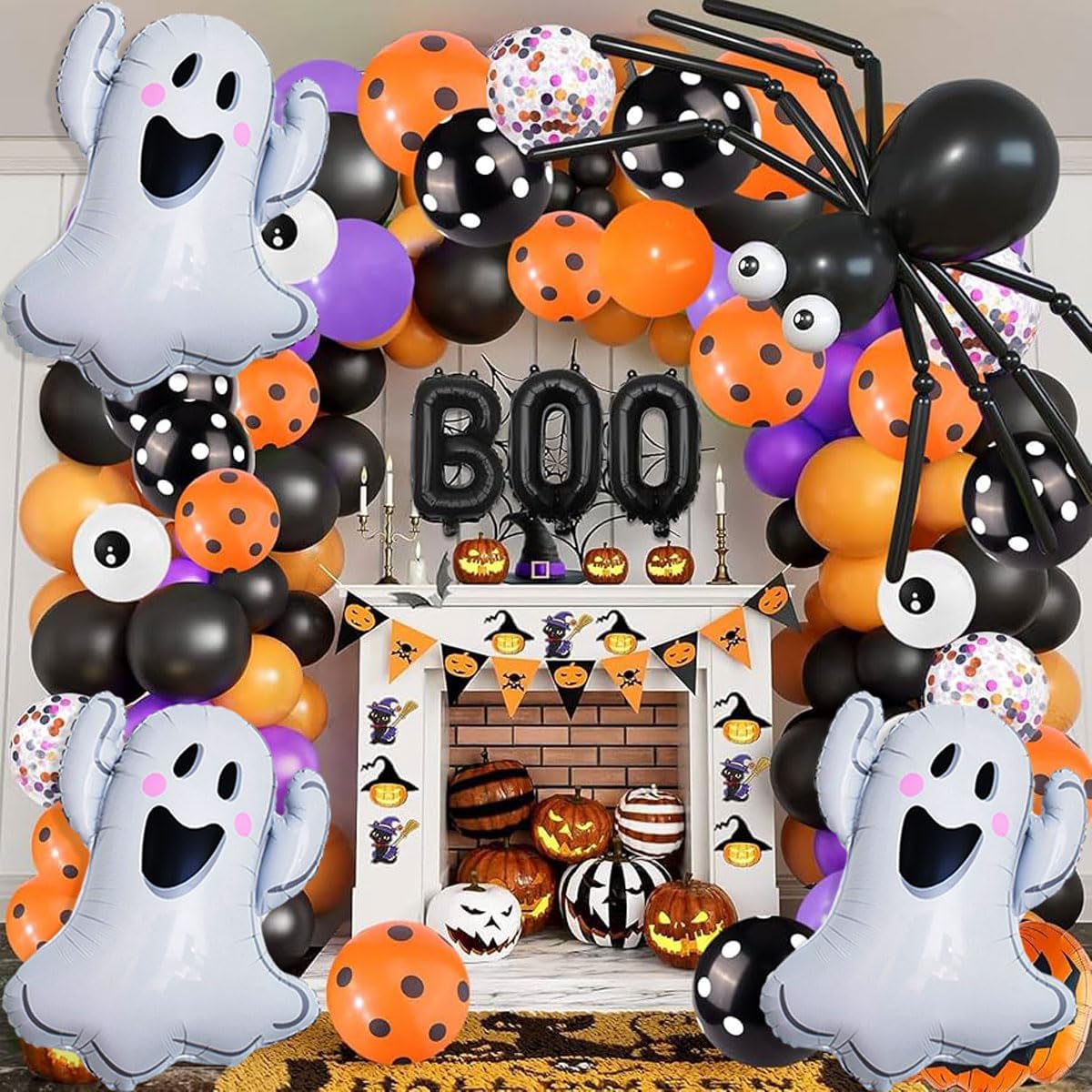 9 Pcs Halloween Balloons White Ghosts Balloons Halloween Foil Balloon for Ghosts Birthday Themed Party Decorations Kit