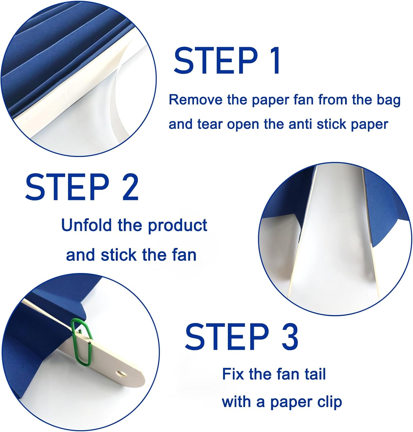 Blue Birthday Decorations,DIY Blue Paper Fans Hanging Decoration ,Party Decorations for Adults 8in, Royal Blue Birthday Decorations,Baby Shower Decorations 30 Color DIY Set (Navy Blue)