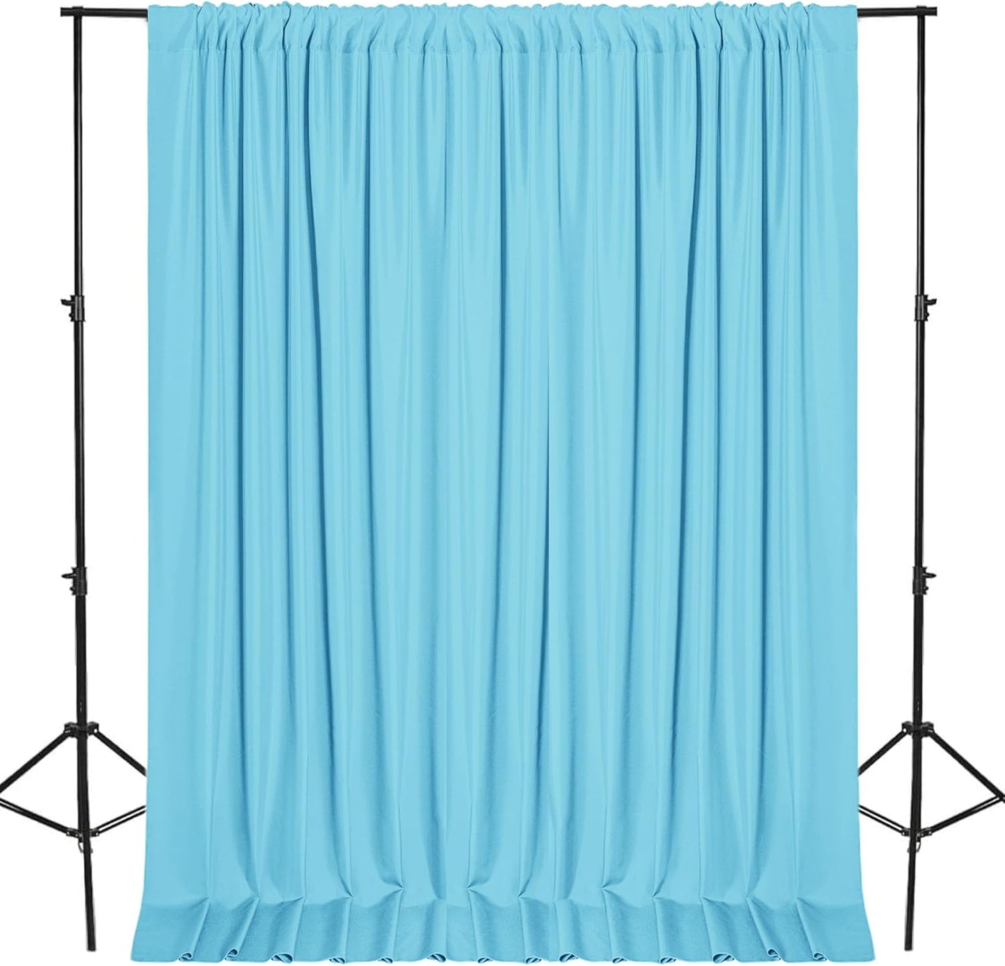 DWCN 10x10 FT Backdrop Curtains for Parties, Photography Backdrop Drapes with Rod Pockets for Wedding Decorations Stage Birthday Family Gatherings, 2 Panels 5ft x 10ft, Baby Blue