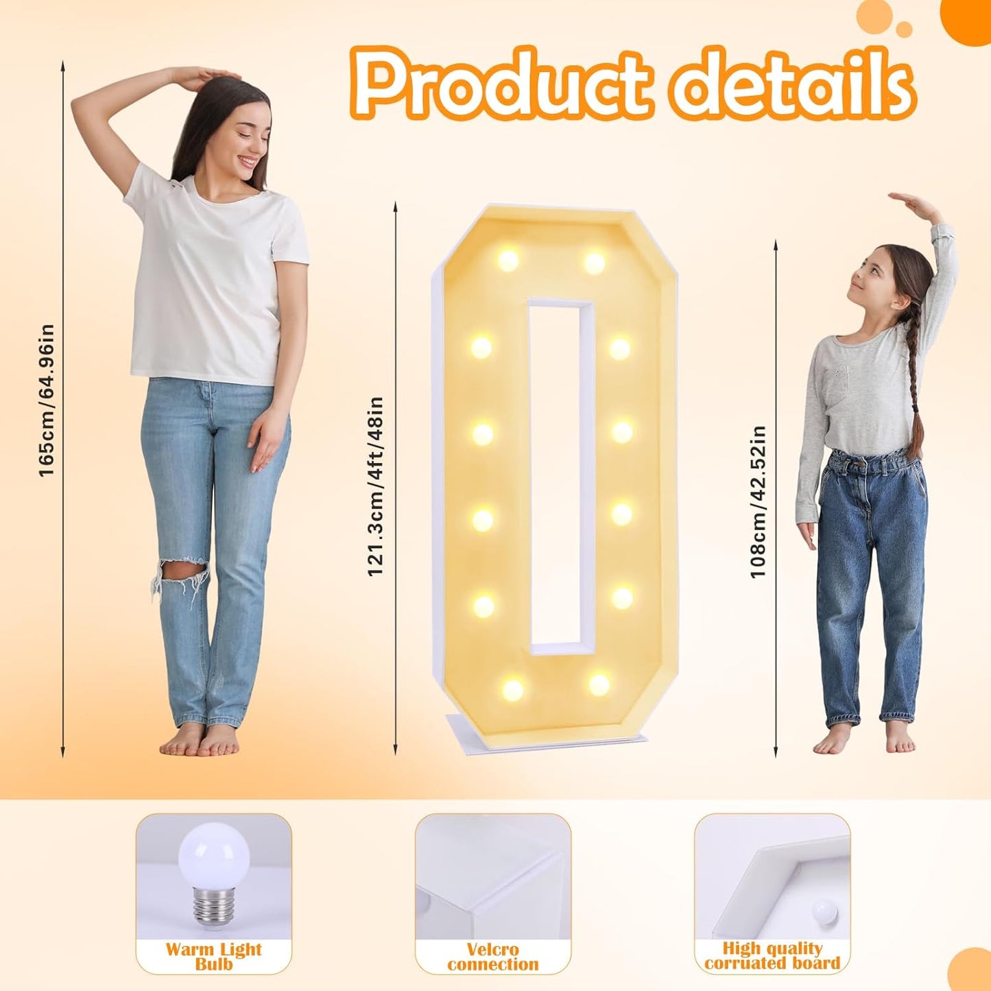 4ft Marquee Letters O, Large Light Up Letters, Will You Marry Me Sign, 4 Feet Tall for Party Decorations, Wedding Decor, Marry Me Decorations