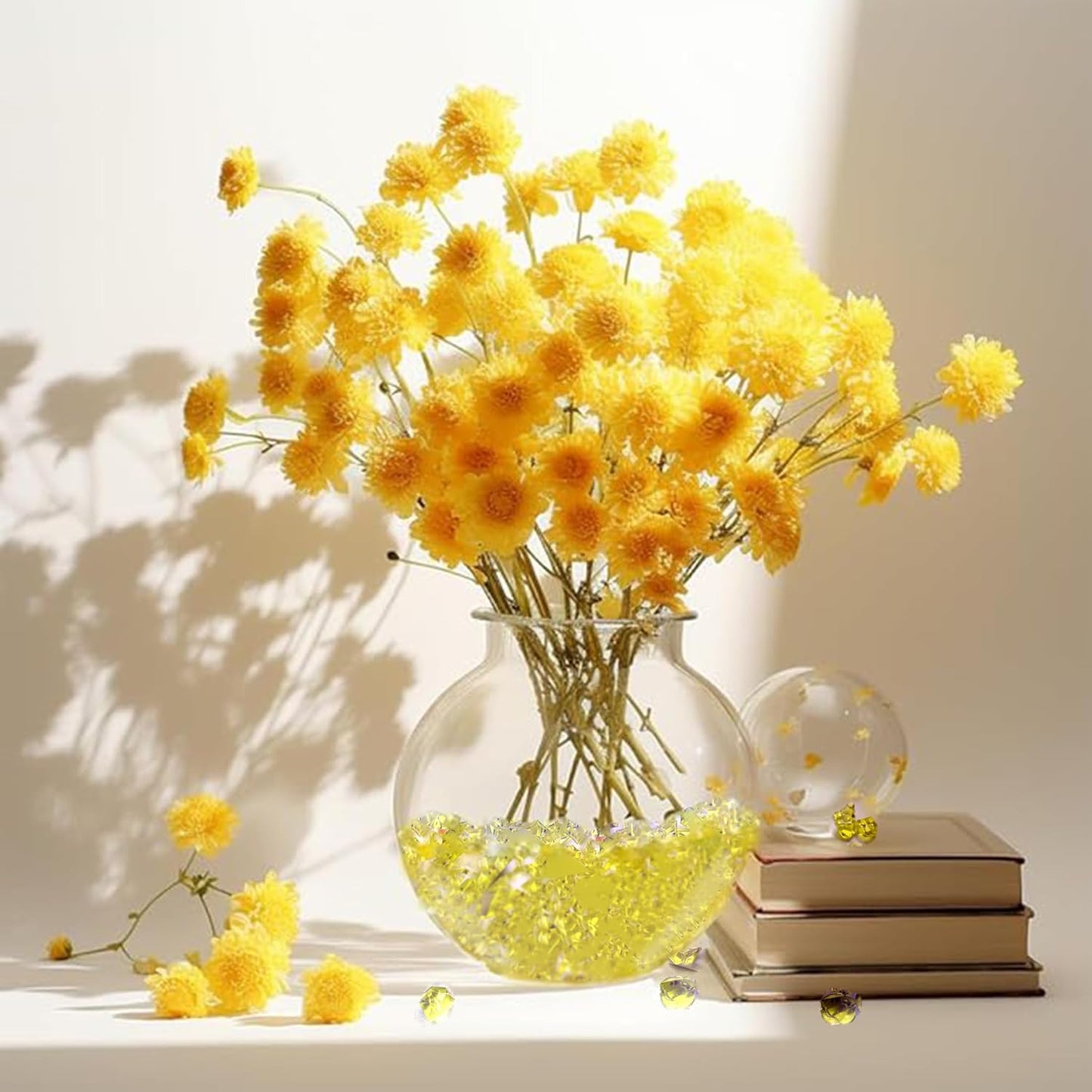 Fake Ice Cubes Fake Ice Rocks 1000PCS Acrylic Gems Gold Fake Crushed Ice Cubes Vase Fillers Centerpiece for Photography Accessories Props Decoration for Wedding Vase Fillers Party Table Scatter