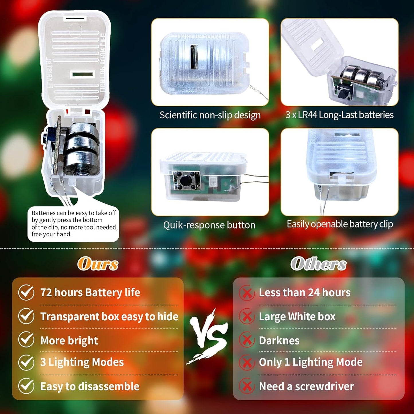 ZGWJ 12 Pack Christmas Fairy Lights Battery Operated, 7ft 20LED Mini Fairy String Lights Silver Wire 3 Modes Waterproof for Christmas Tree DIY, Parties, Bedroom Decorations Red&Green