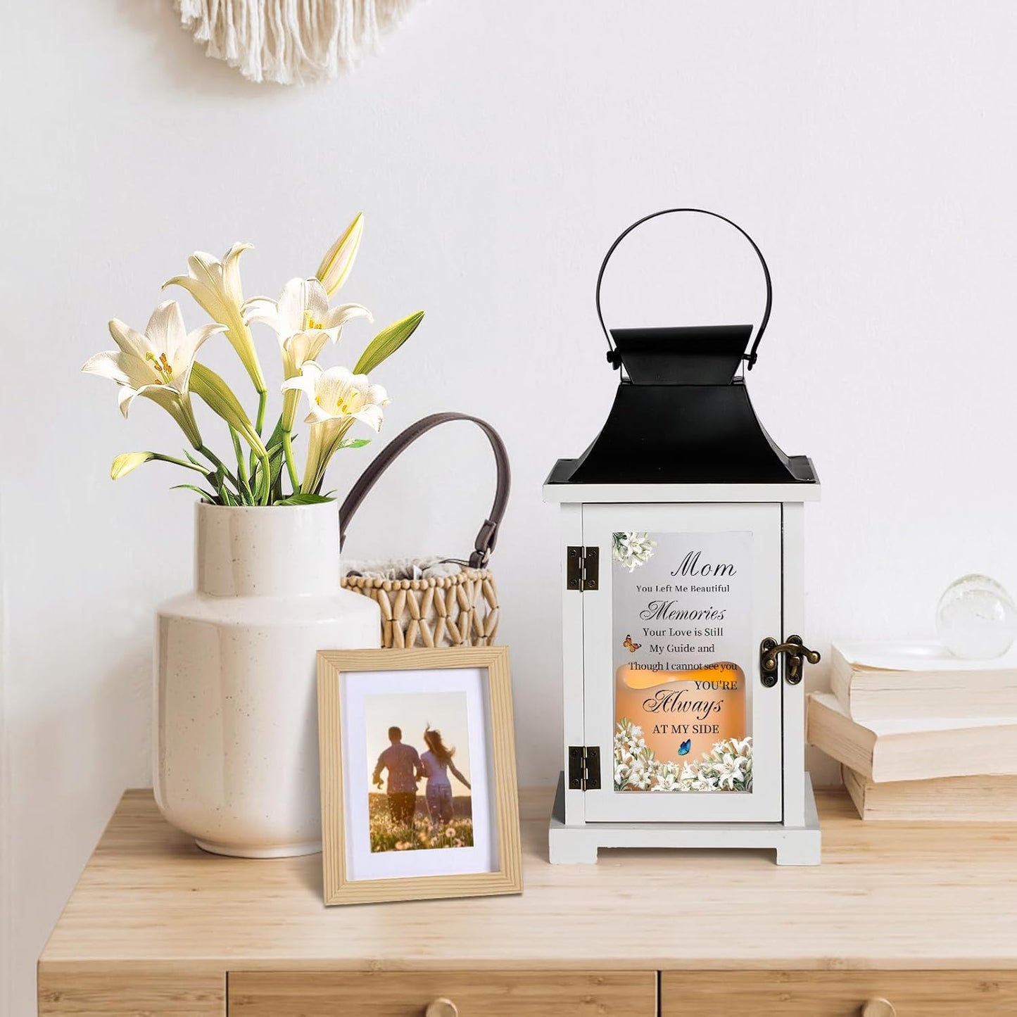 Memorial Lantern Bereavement Sympathy Gifts in Memory of Loved One Memorial Gifts for Loss of Mother Remembrance Gifts for Loss of Mom with LED Candle