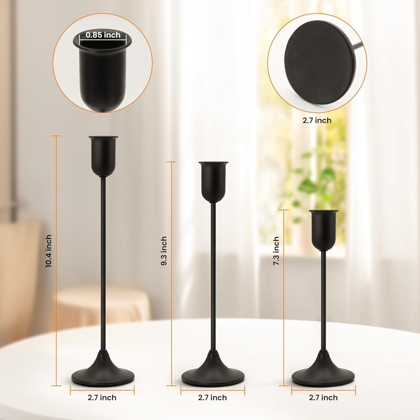 6 Pcs Black Candle Holders Set, Vintage Home Decor – Modern Taper Candlestick Holders for Wedding, Table Centerpieces – Great Gift for Halloween Decor,Thanksgiving Day & Christmas Season