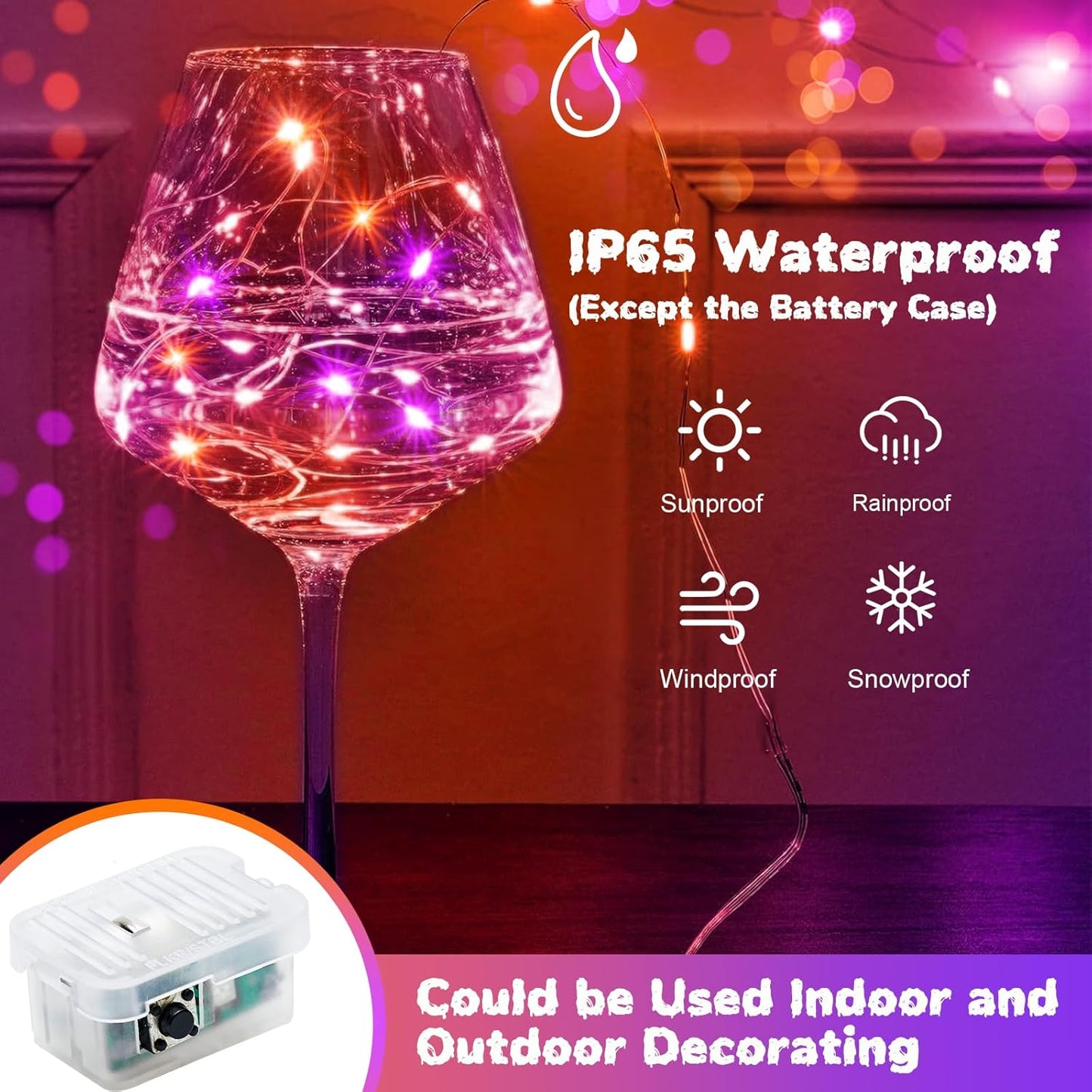 ZGWJ 12 Pack Fairy Lights Battery Operated, 7ft 20 Mini LED Fairy String Lights Silver Wire 3 Modes for DIY, Parties, Wedding, Bedroom, Halloween Christmas Decoration Orange& Purple