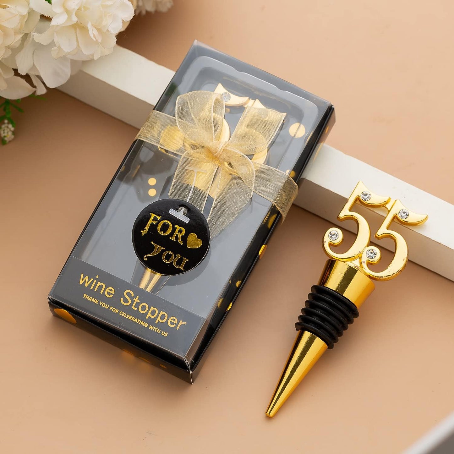 24 Pack 55th Birthday Favors For Guests-55 Years Old Wine Bottle With Gift Box For 55th Wedding Party Favor Souvenirs Decoration