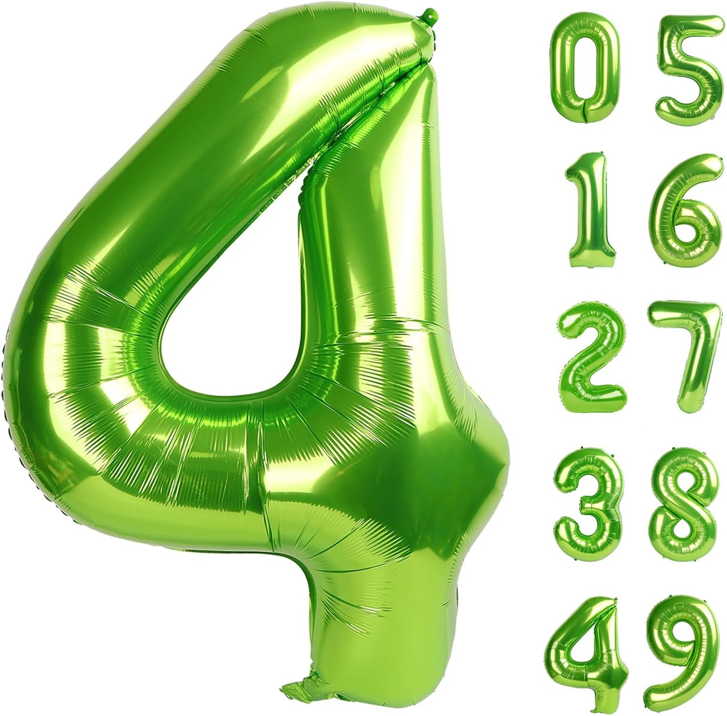 40 Inch Light Green Large Number 4 Birthday Balloon, Giant Number Four 14 24 34 40 44 Balloons, Light Green Foil Mylar Big Balloons for Anniversary Graduation Supplies Decorations
