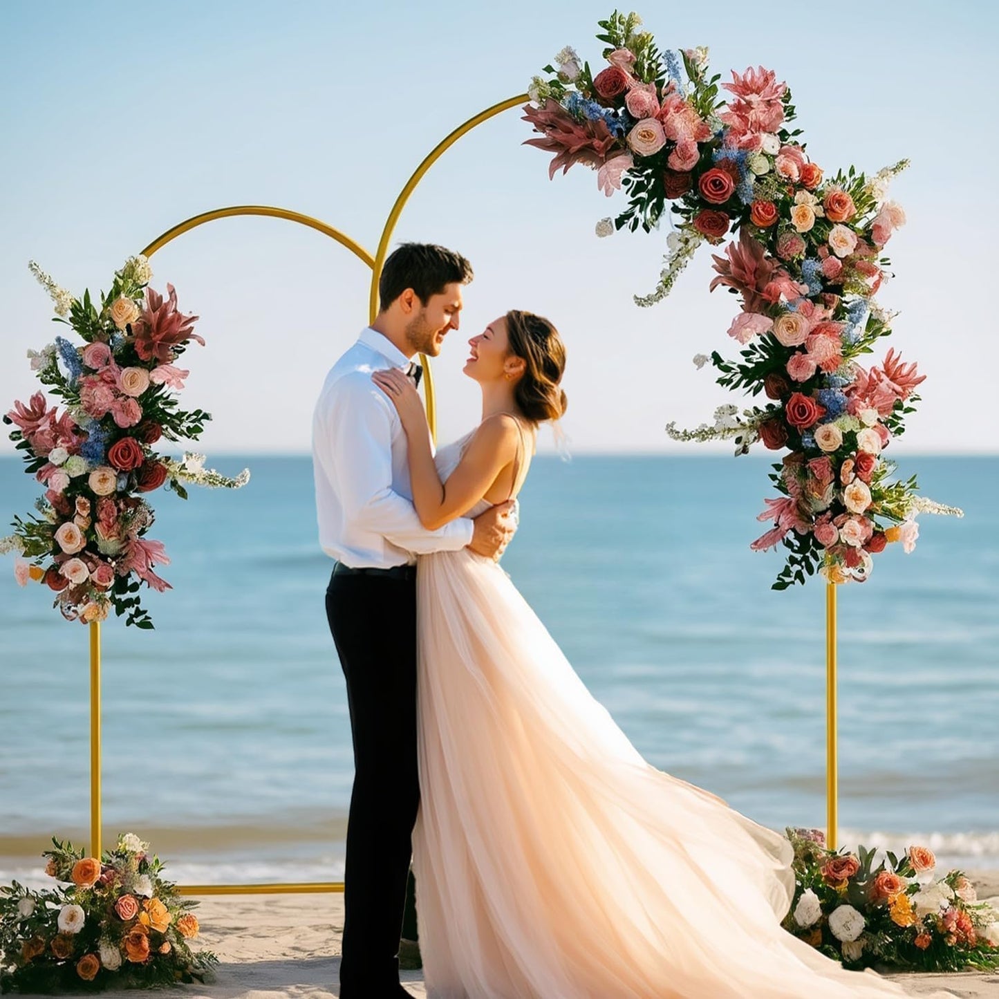 7.2FT Arch Backdrop Stand, Metal Backdrop Arch Stand, Decoration Balloon Arch Stand, Gold Wedding Arch Stand for Party Backdrop