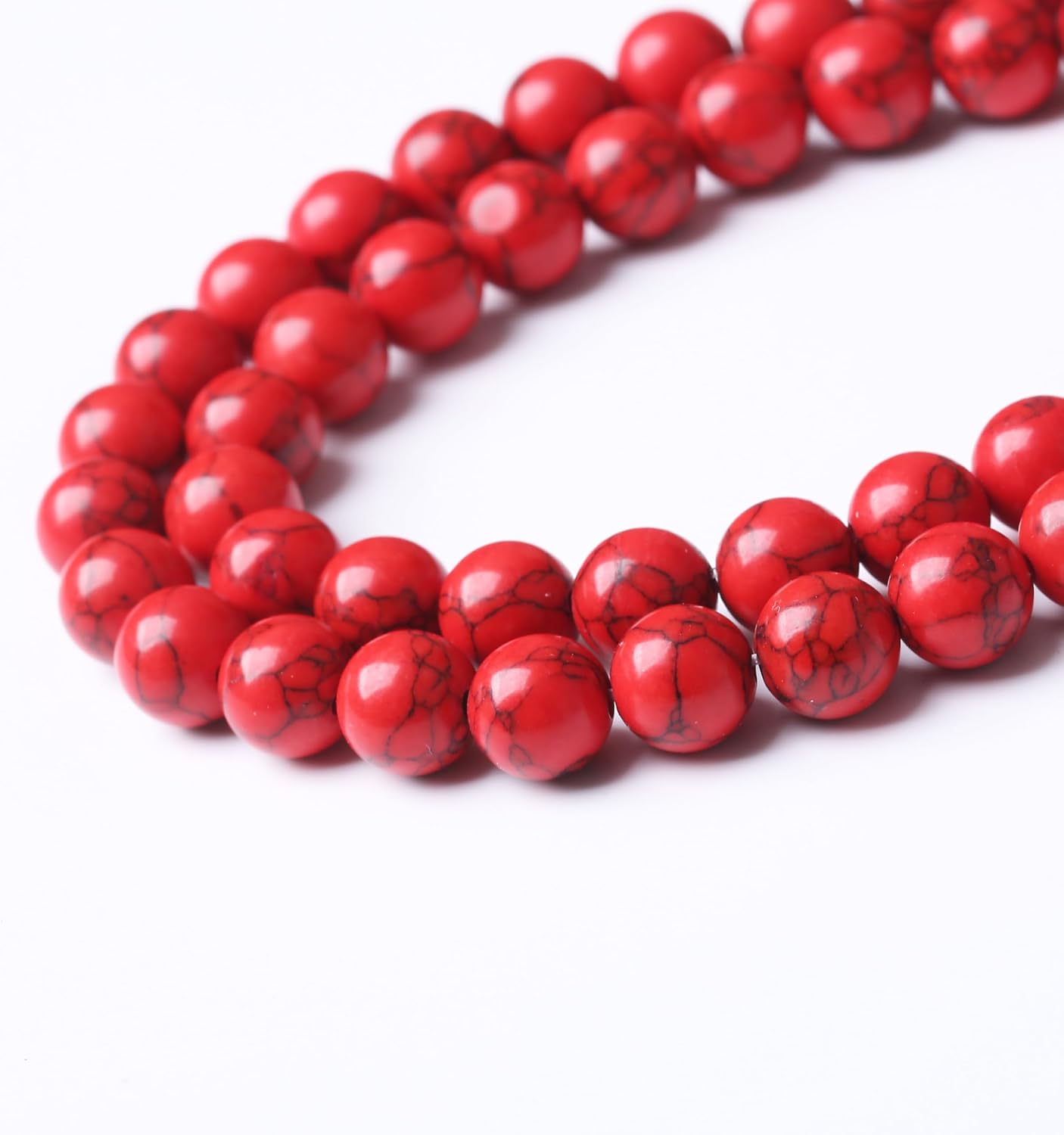 Natural Red Turquoise Stone Beads Gemstone Round Crystal Energy Jade Stone Beads for Jewelry Making DIY Bracelet Necklace Jewelry Making 1 Strand 15.5inch 90PCS 4MM