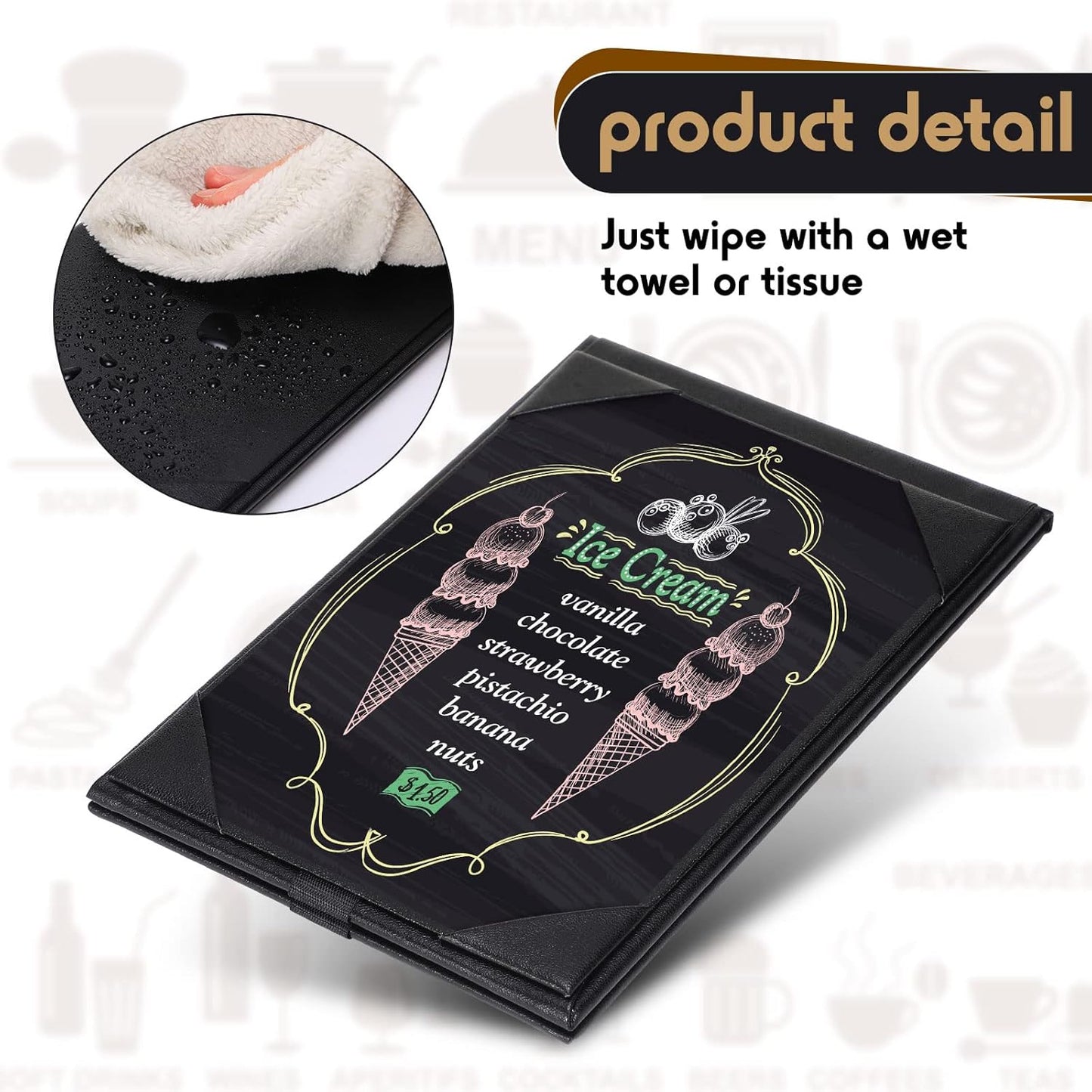 Gerrii Leatherette Table Tents Black PU Leather Menu Covers Bulk Double Sided Frame Sign Holders 2 Side Drink Dessert Menu Folders for Restaurant Coffee Cafe Bar Wedding Supplies(30 Pack,4 x 6 Inch)