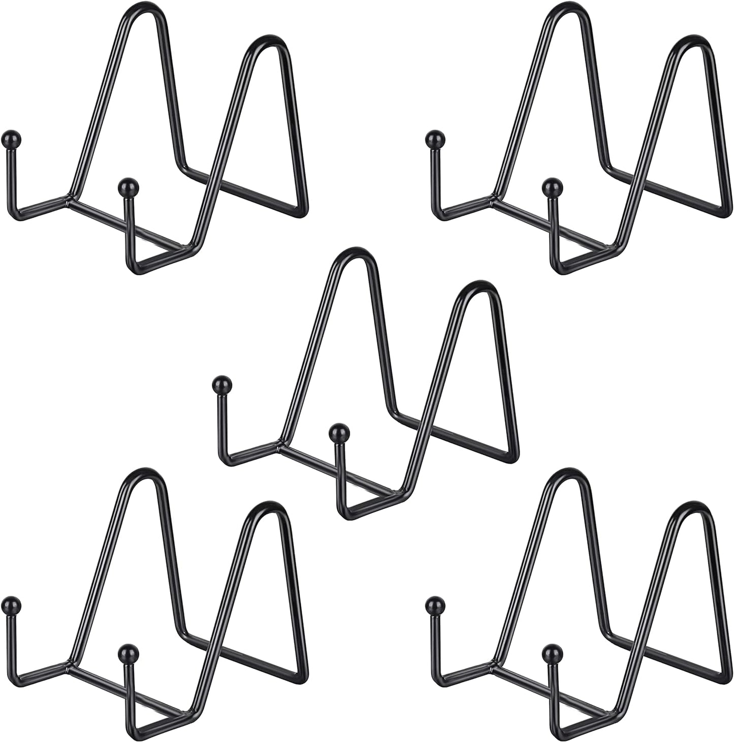 IBosins 5 Pack 3 Inch Small Plate Holder Display Stands, Mini Metal Black Frame Stand for Picture, Book, Photo Easel, Creation, Collectibles