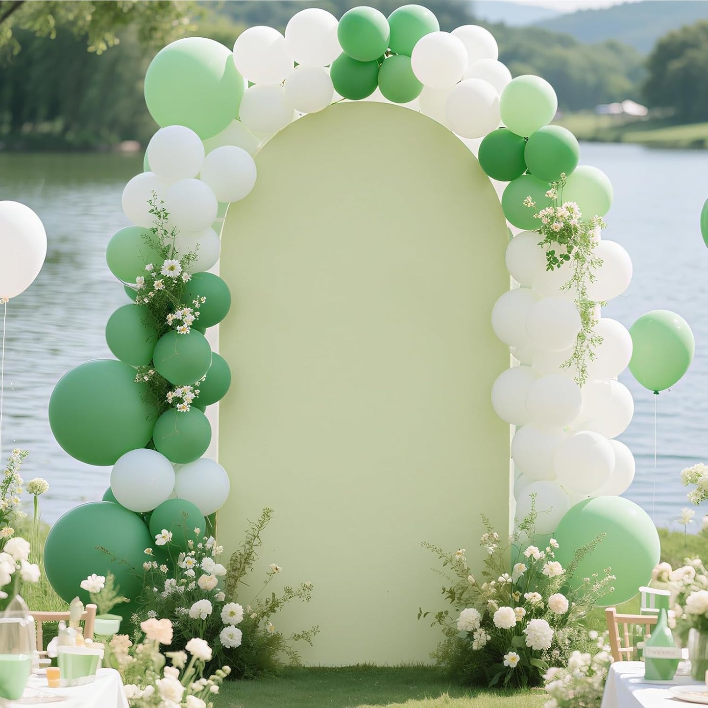 Ledido Wedding Arch Backdrop Cover 7.2FT Arch Covers Fitted Stretchy Spandex Round Top Stand Backdrop Cover for Wedding Banquet Ceremony Birthday Party Baby Shower Event Decoration,Green