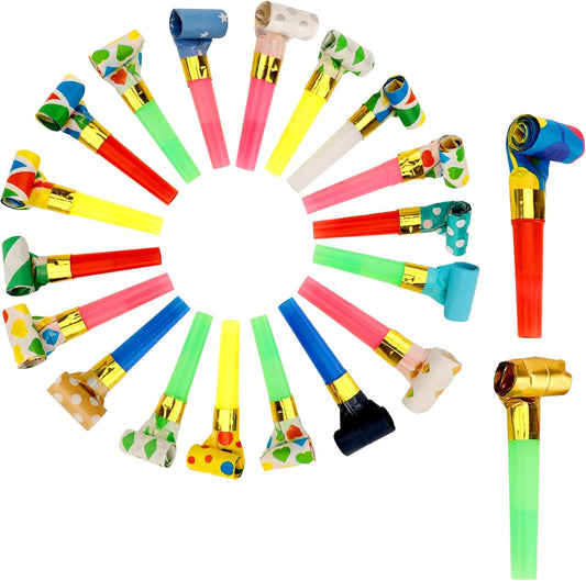 Party Blowers, 25 PCS Party Blowers for Kids, Party Blowouts, Party Noise Makers Horns, Colorful Birthday Blowers Noisemakers Blow Horns Party Whistles Favors for Birthday Christmas New Years Events